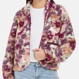 Johnny Was Floral Teddy Jacket in Pink and Purple